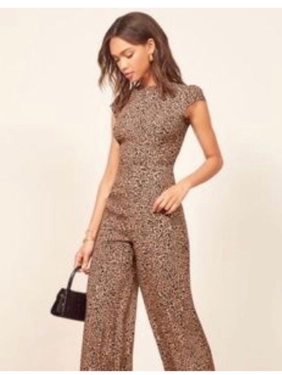 Reformation Pants - Reformation Mayer Wide-Leg Jumpsuit in cheetah